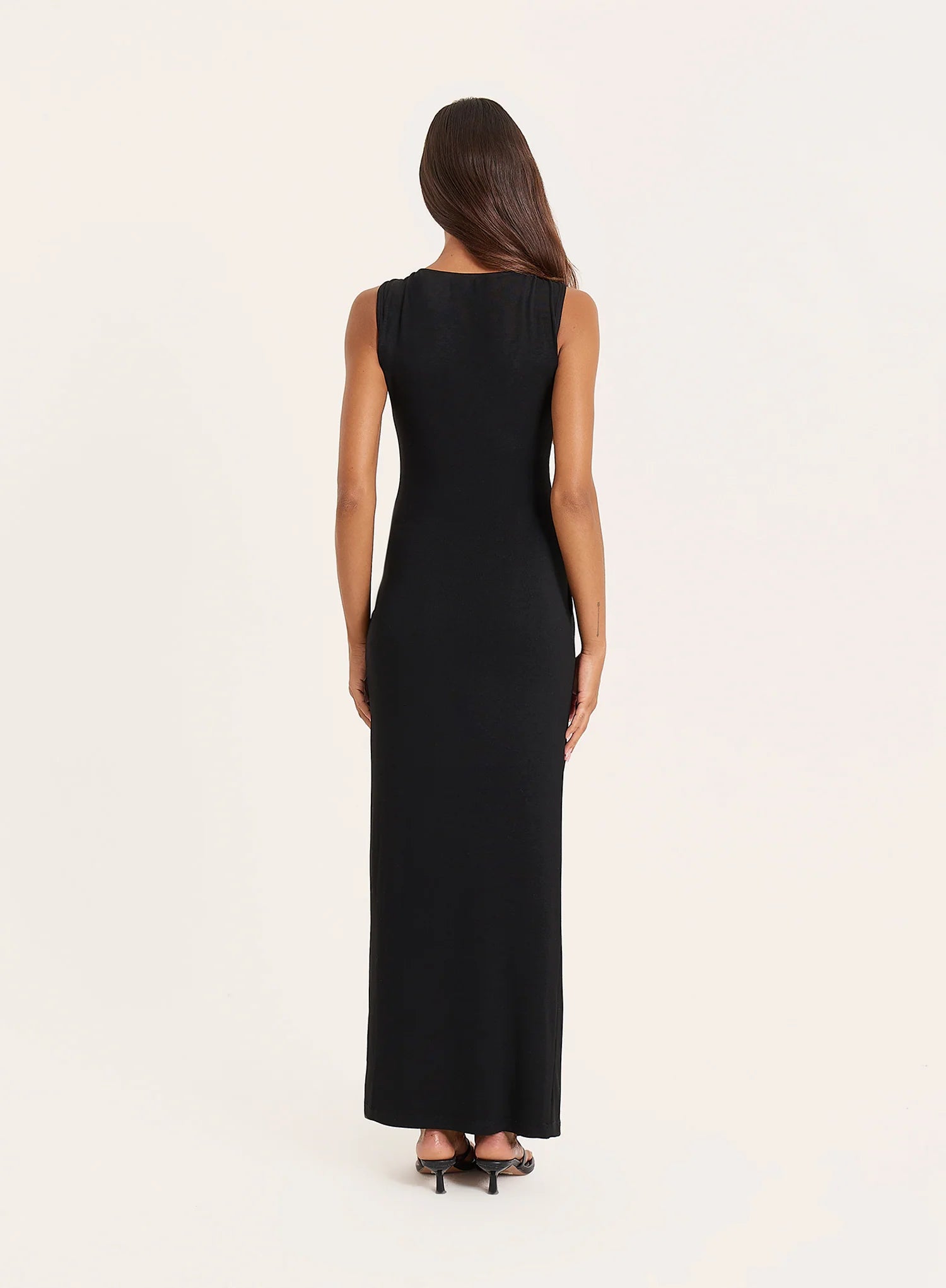 Black Jersey Hardware Sleeveless Maxi Dress