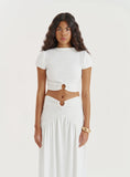 White Short Sleeve Cropped Top