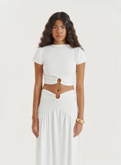 White Short Sleeve Cropped Top