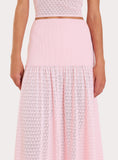 Pink Contrast Knit Drop Waist Maxi Skirt