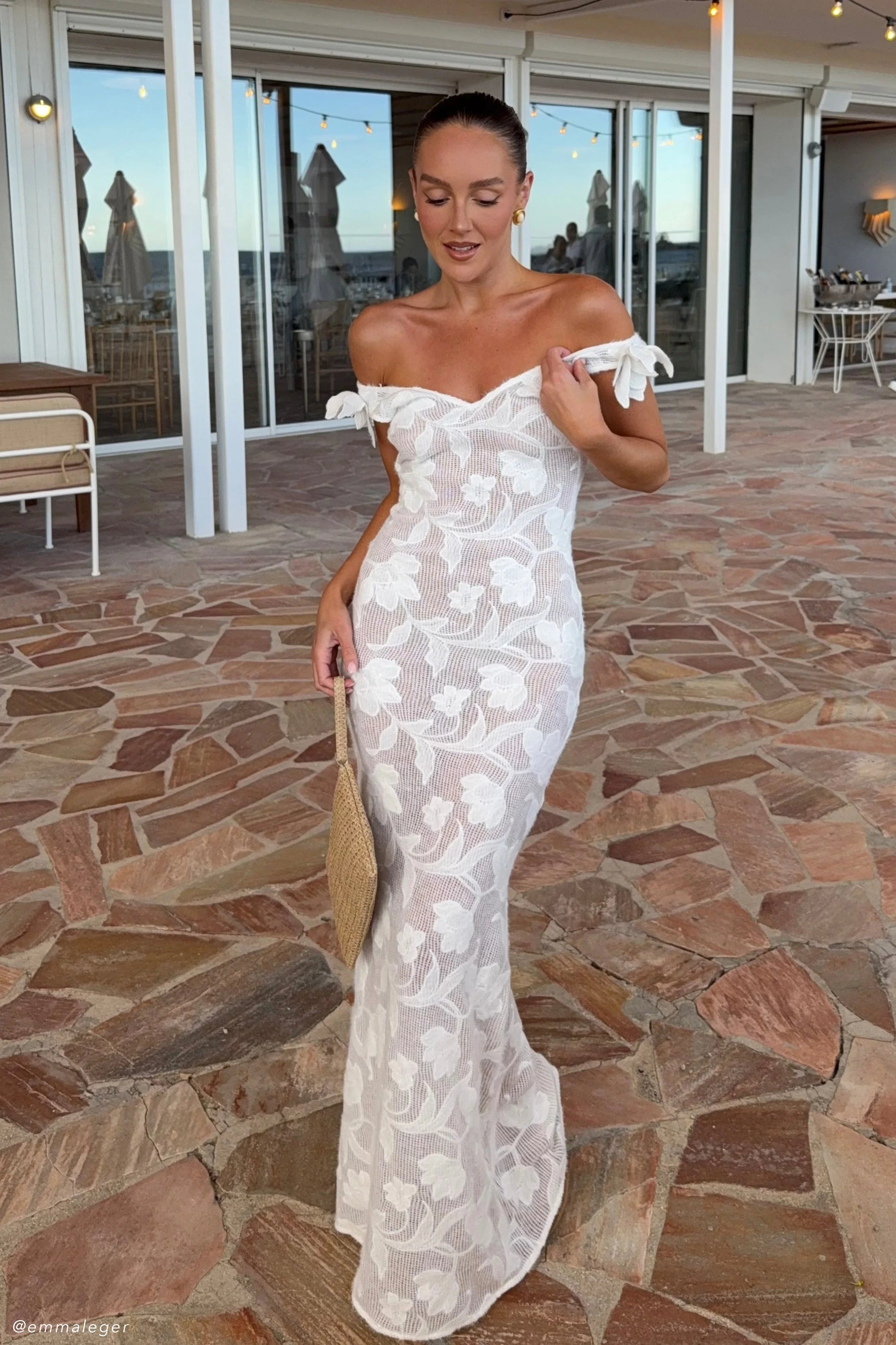 Cornelia Floral Sheer Maxi Dress Ivory