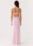 Natty Lace Mesh Maxi Dress Petal Pink