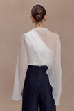 Ida Sheer Asymmetrical Long Sleeve Cape White