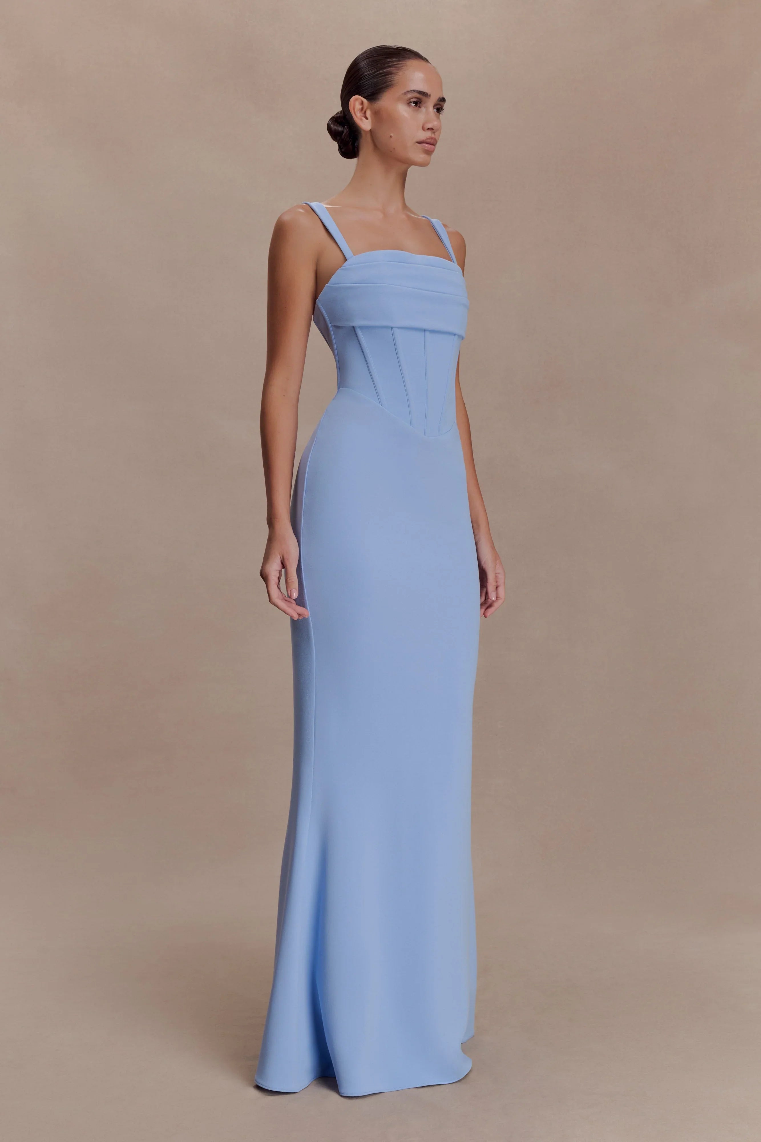 Luella Crepe Corset Maxi Dress Cornflower Blue