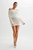 Marisol Off Shoulder Boucle Mini Dress Ivory