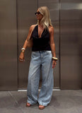Timeless Wide Leg Jeans Bleached Blue
