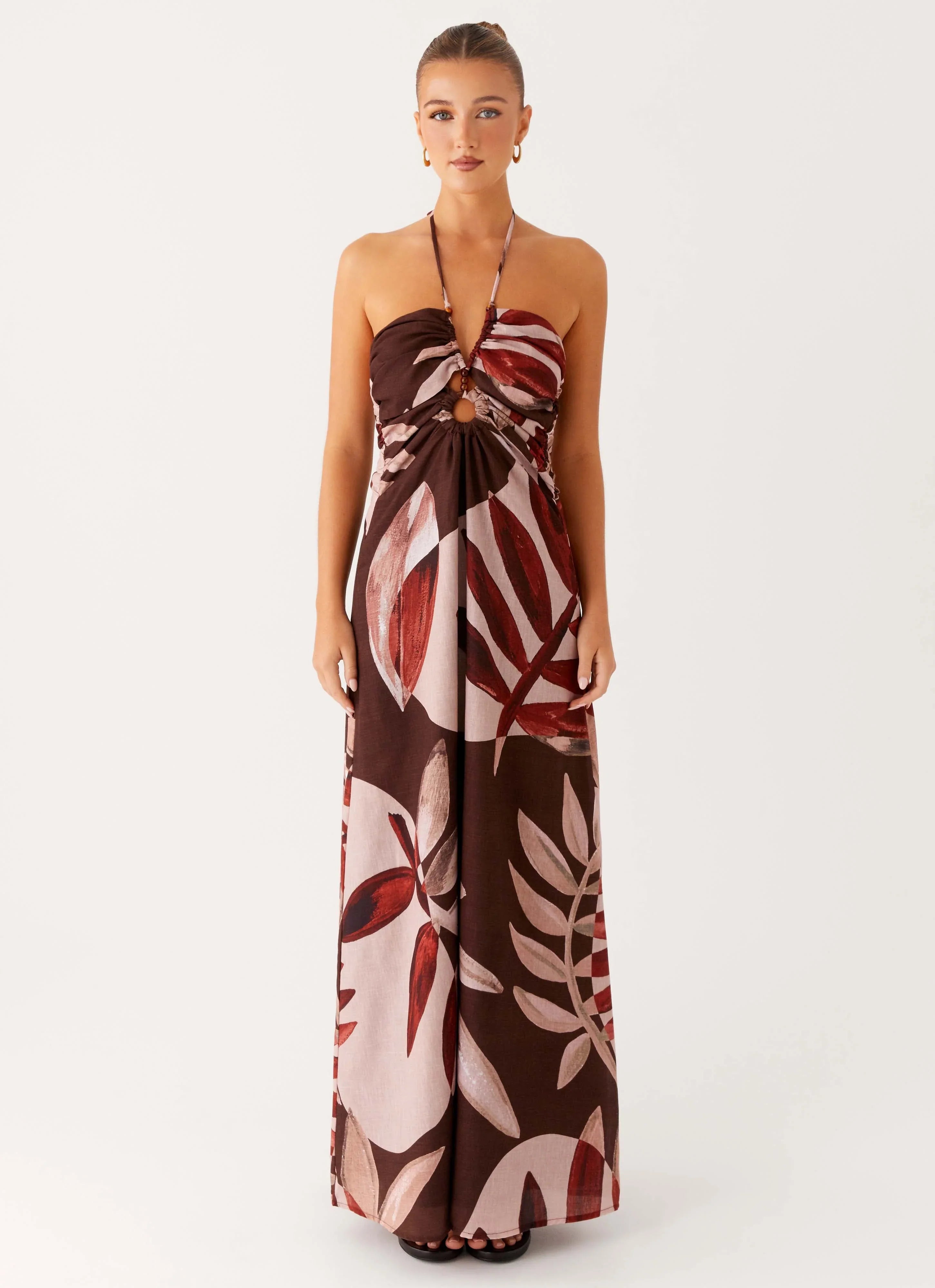 Ramona Linen Maxi Dress Cinnamon Palm