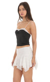 Lace Trim Crop Top in Black