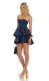 Jacquard Corset Mini Dress in Navy