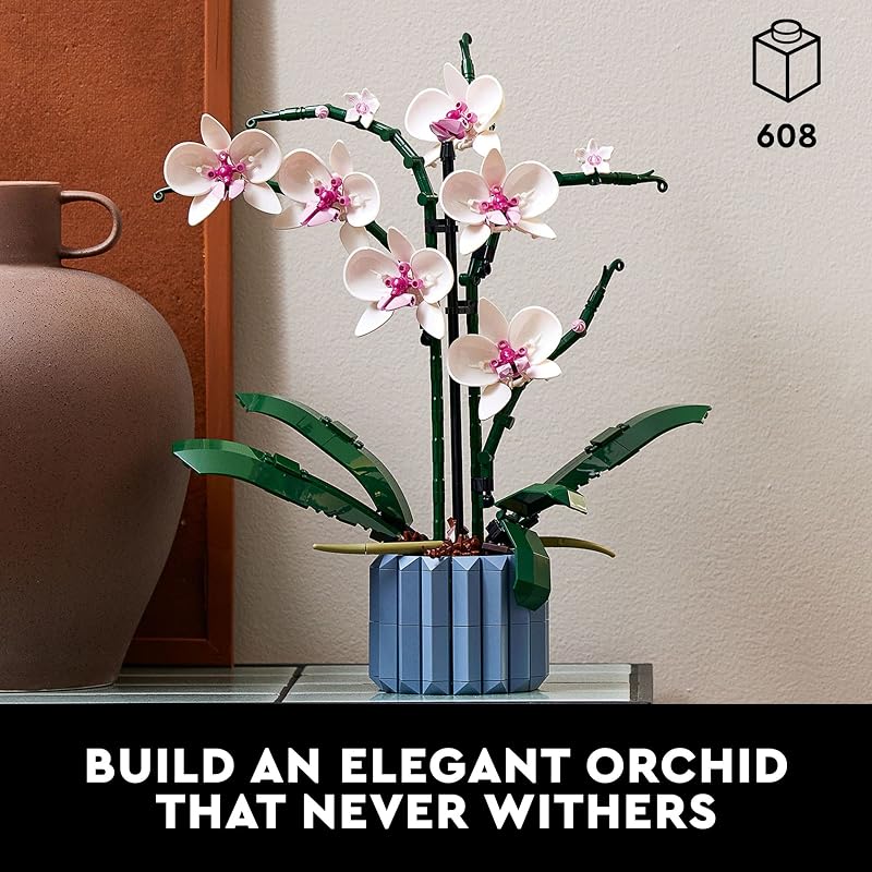 LEGO Botanicals Orchid Artificial Fake Indoor Flowers Building Set for Home Kitchen Desk Decoration Adults Ages 18 Gift for Birthdays 10311