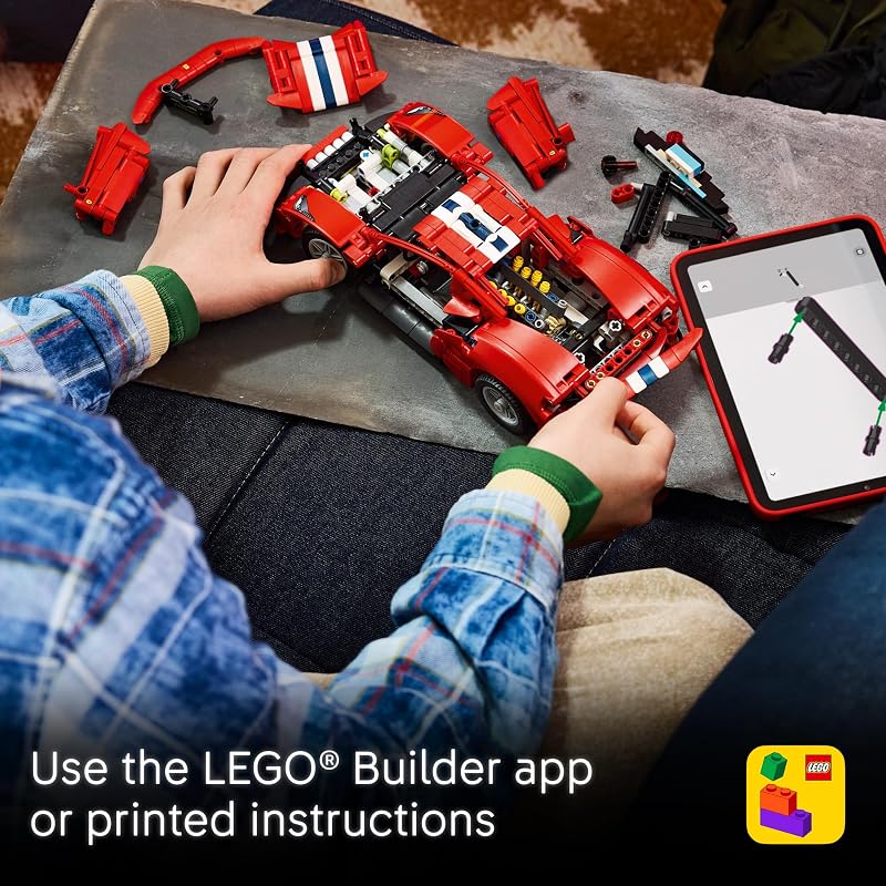 LEGO Technic Ferrari 488 Pista Car 42235 Building Toys for Boys Girls Ages 9 Toy Car for Display for Bedroom or Book Shelf 882 pieces Gifts for Kids
