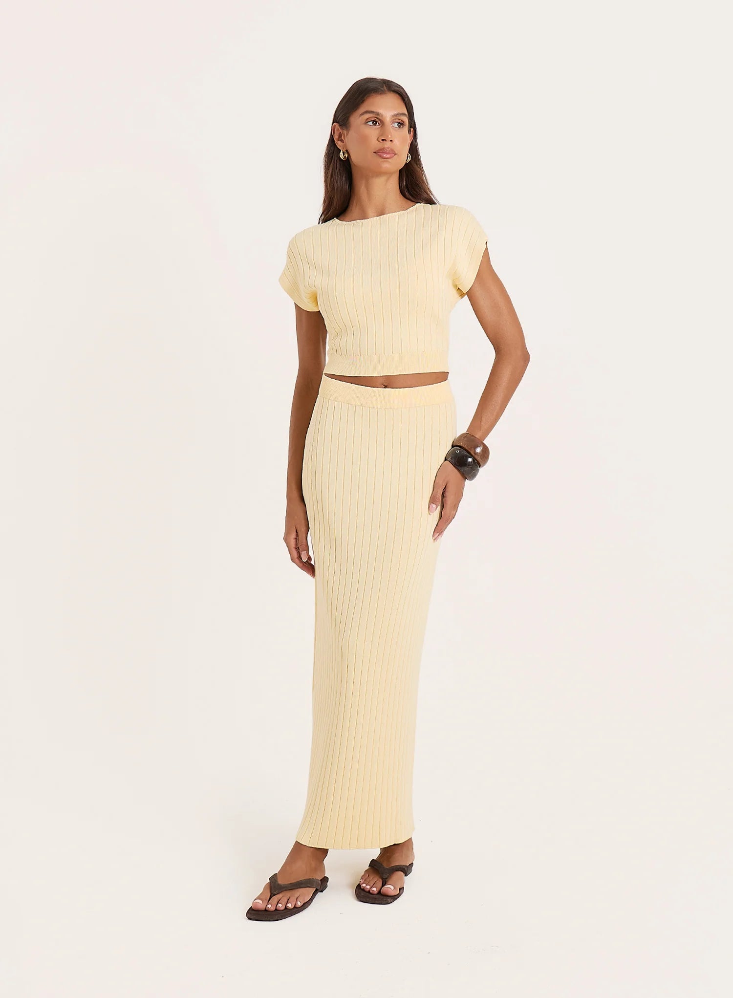 Yellow Knitted Maxi Skirt