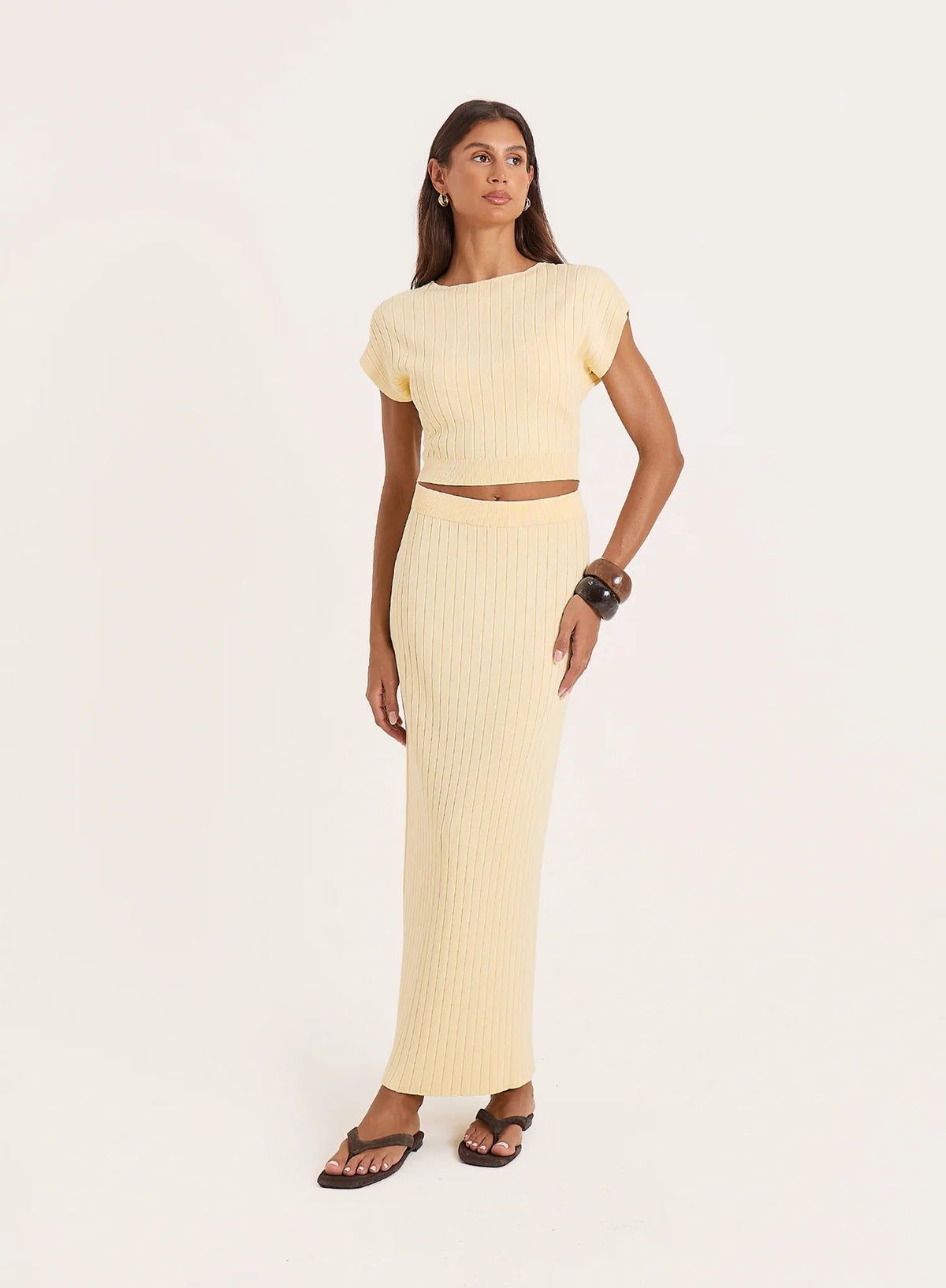 Yellow Knitted Maxi Skirt