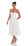 Lace Bust A Line Midi Dress in White