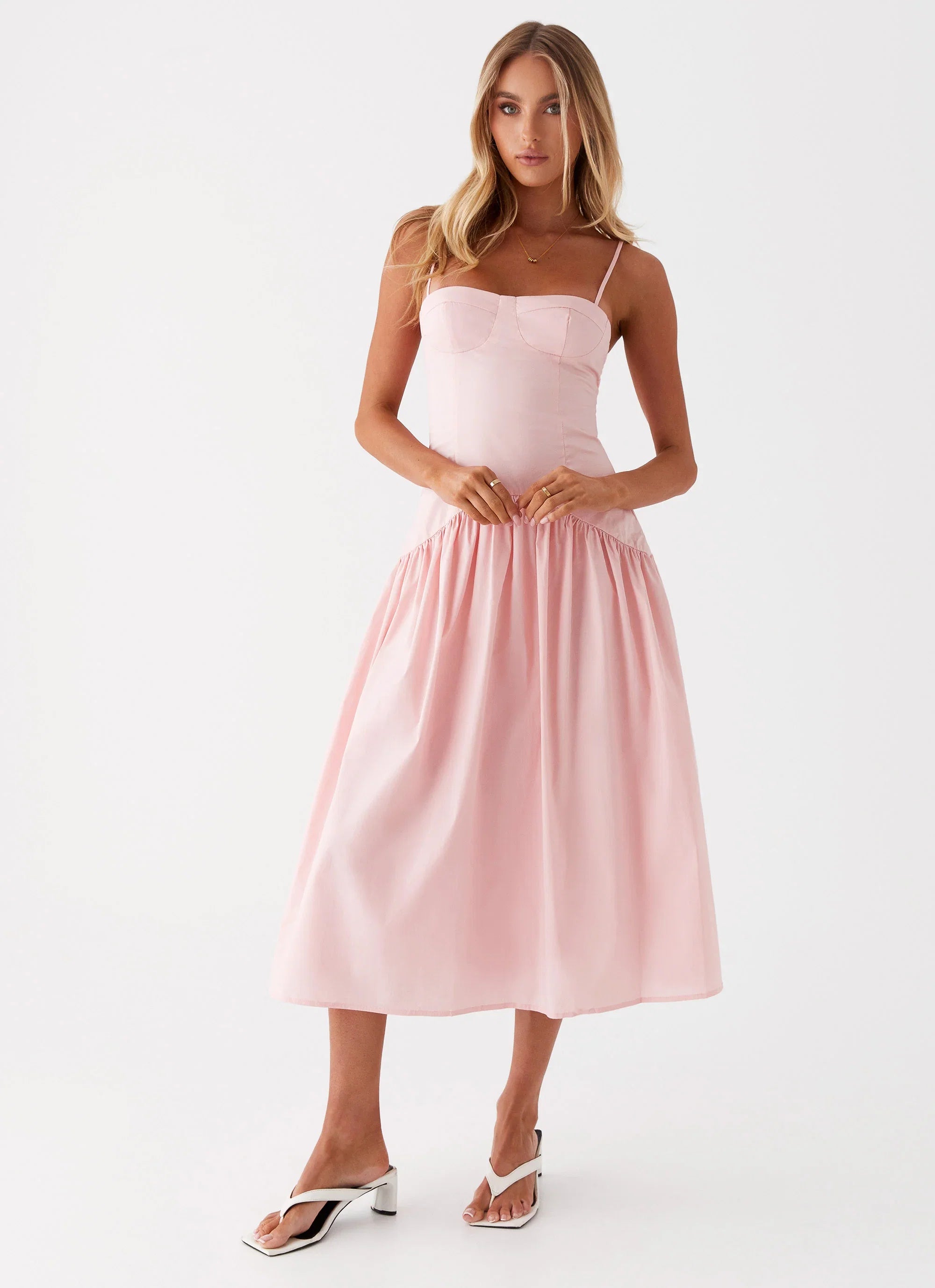 Yvette Corset Midi Dress Pink