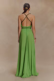 Elaine Chiffon Beaded Maxi Dress Green
