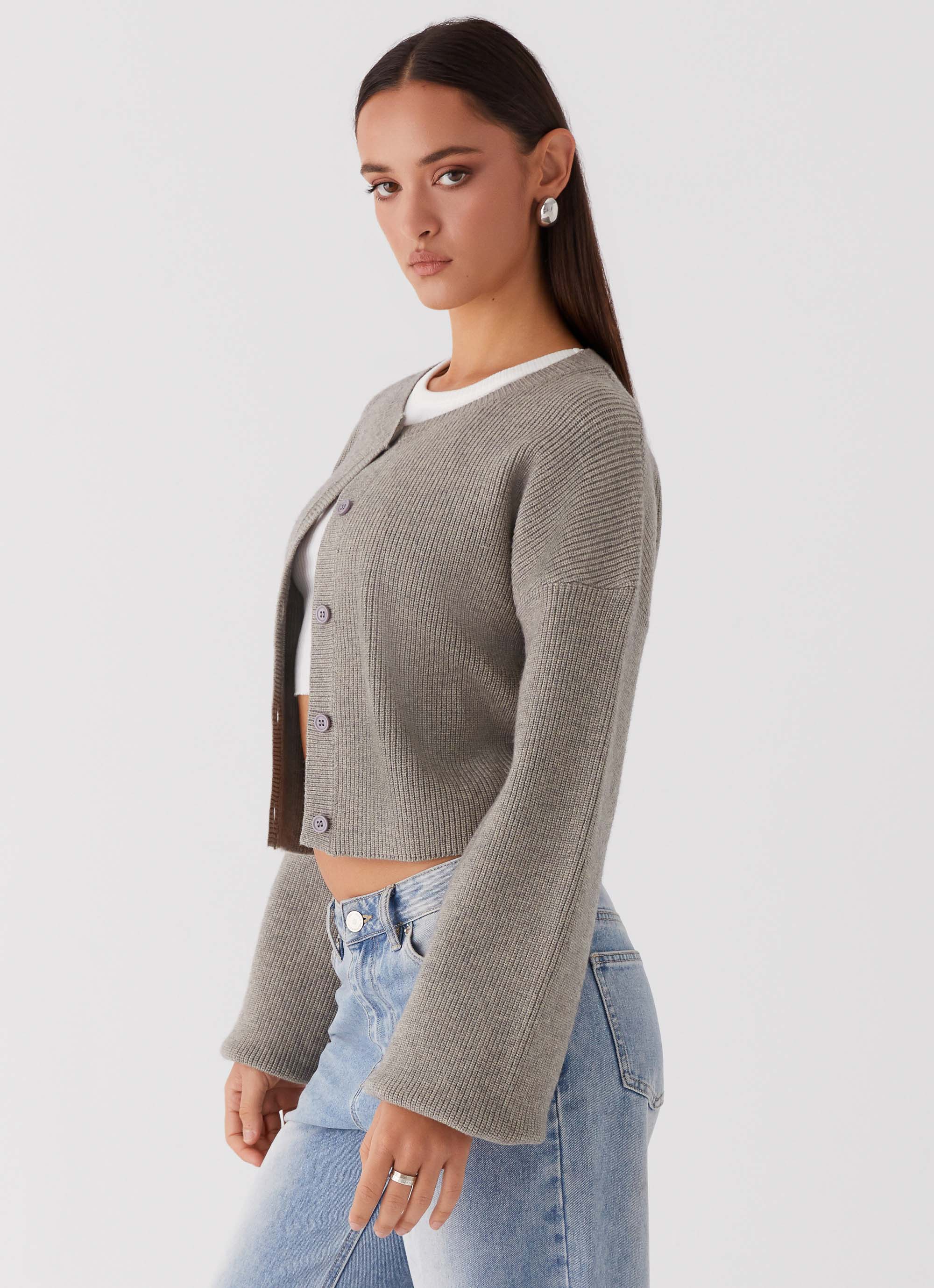 Daphne Knit Cardigan Light Grey