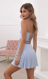 Satin Snakeprint Print A line Set in Dusty Blue