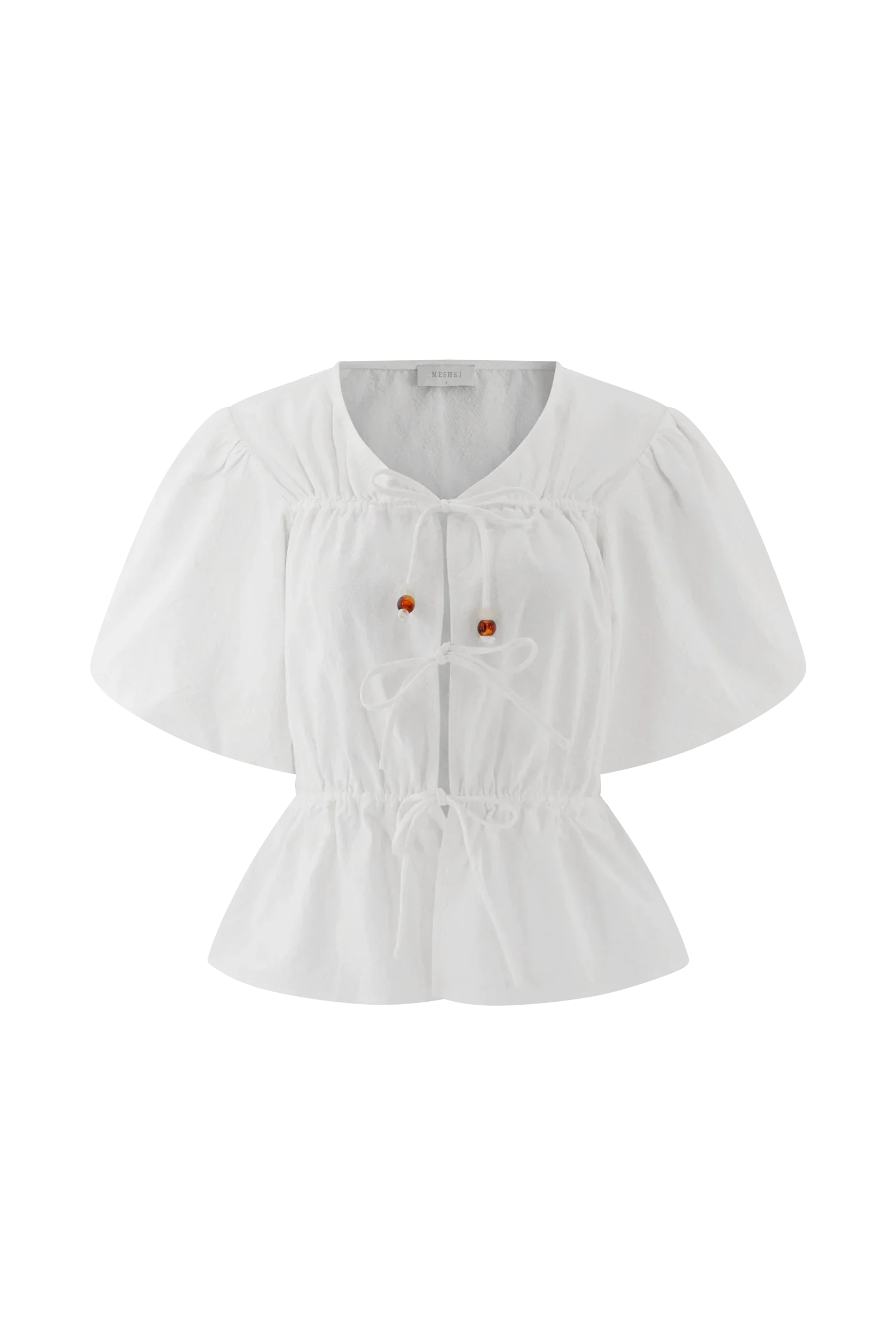 Emilie Puff Sleeve Cotton Top White