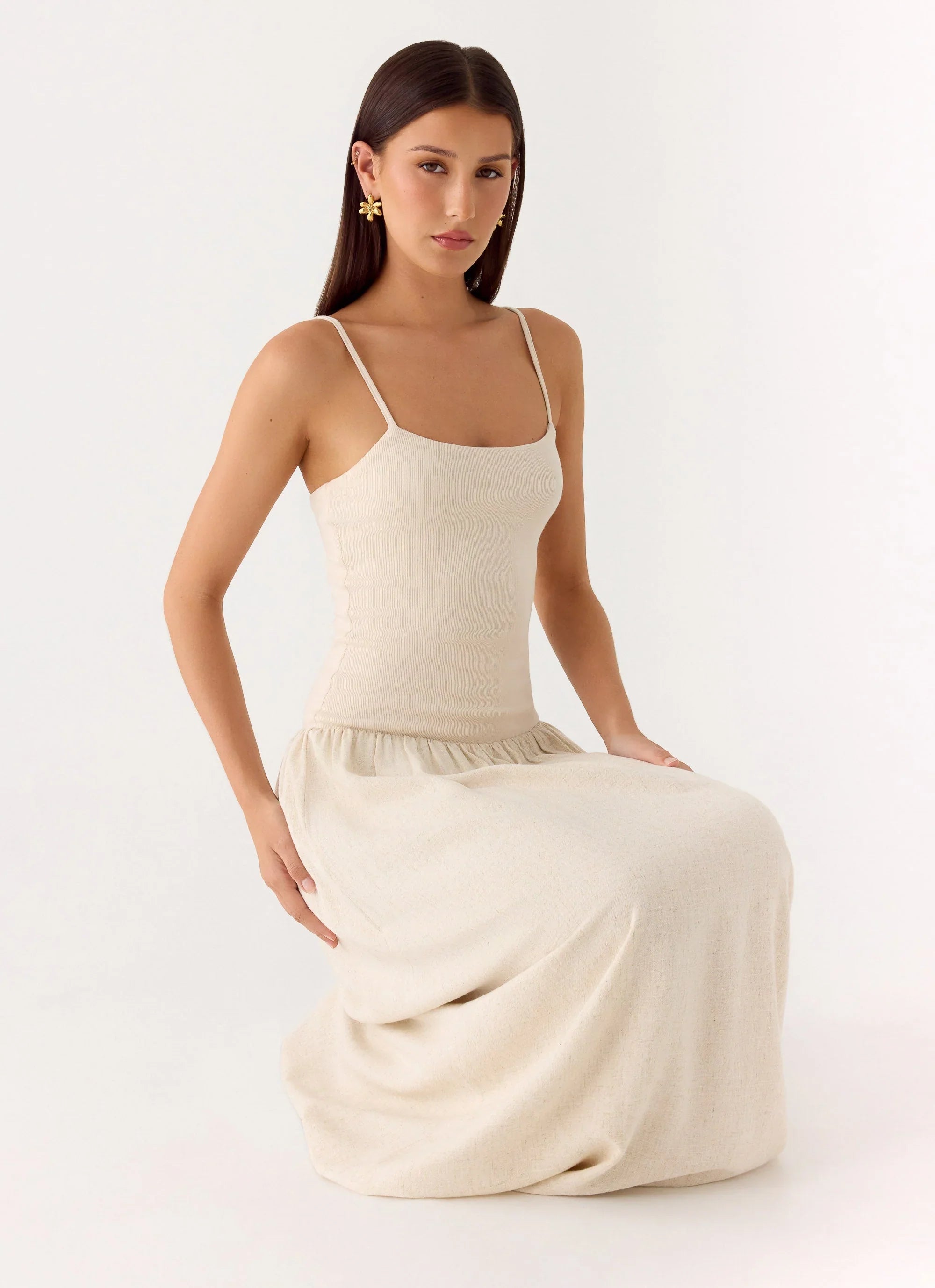 Ali Linen Maxi Dress Oatmeal