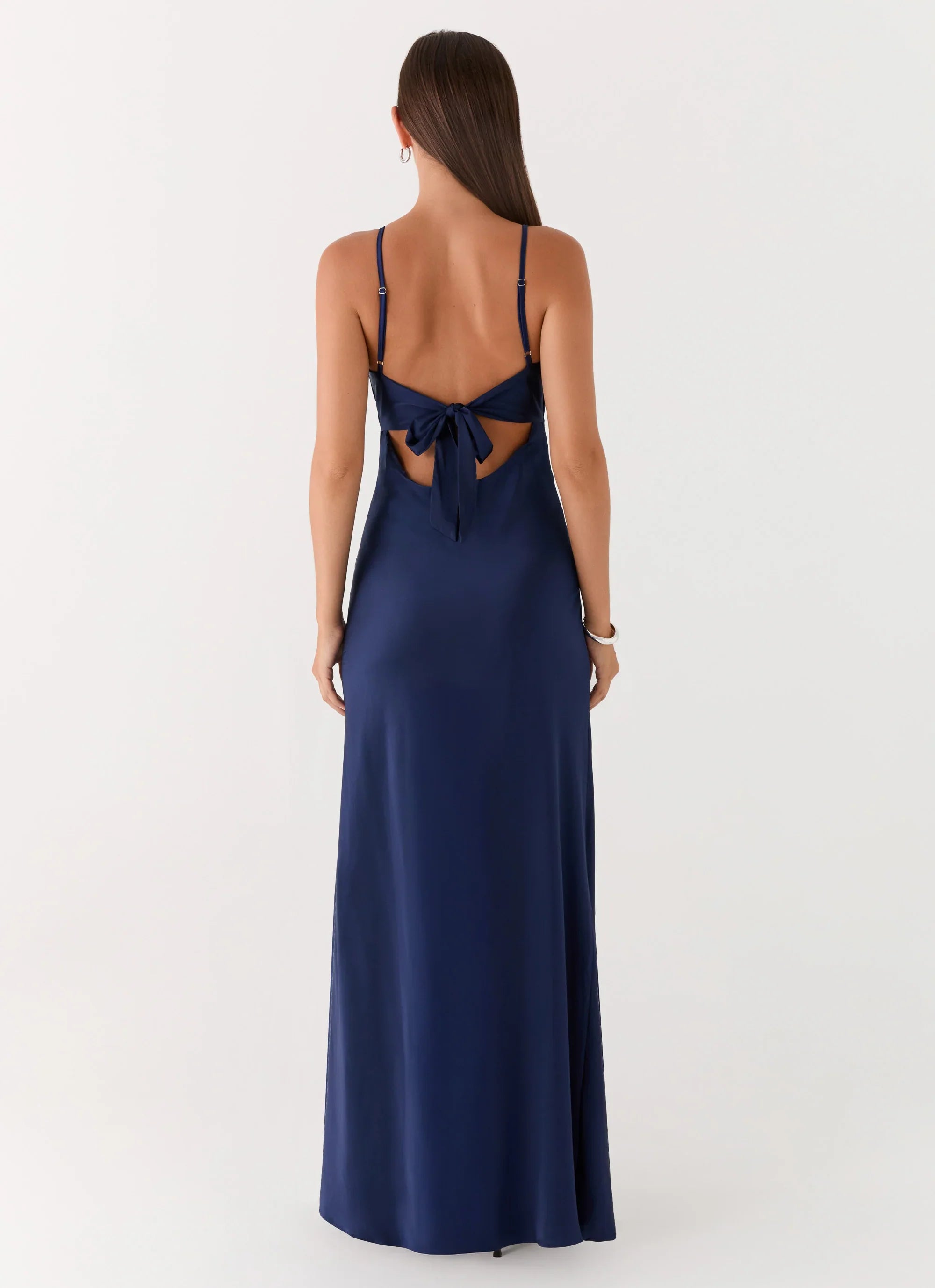 Flora Satin Maxi Dress Navy