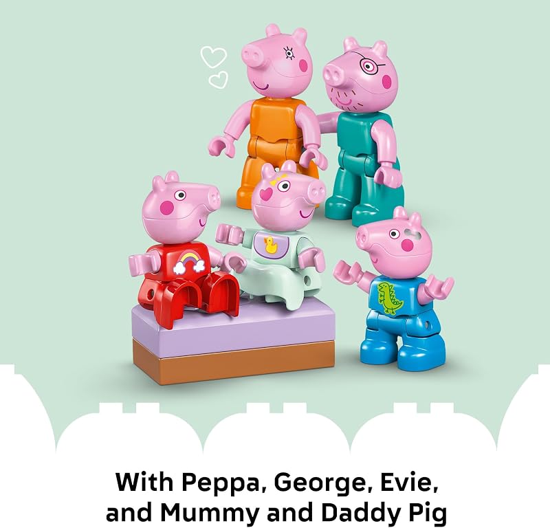 LEGO DUPLO Peppa Pig Family House Building Toy for Toddlers Ages 2 Sensory Toy for Girls Boys W 5 Figures Birthday Gifts for Kids 10467