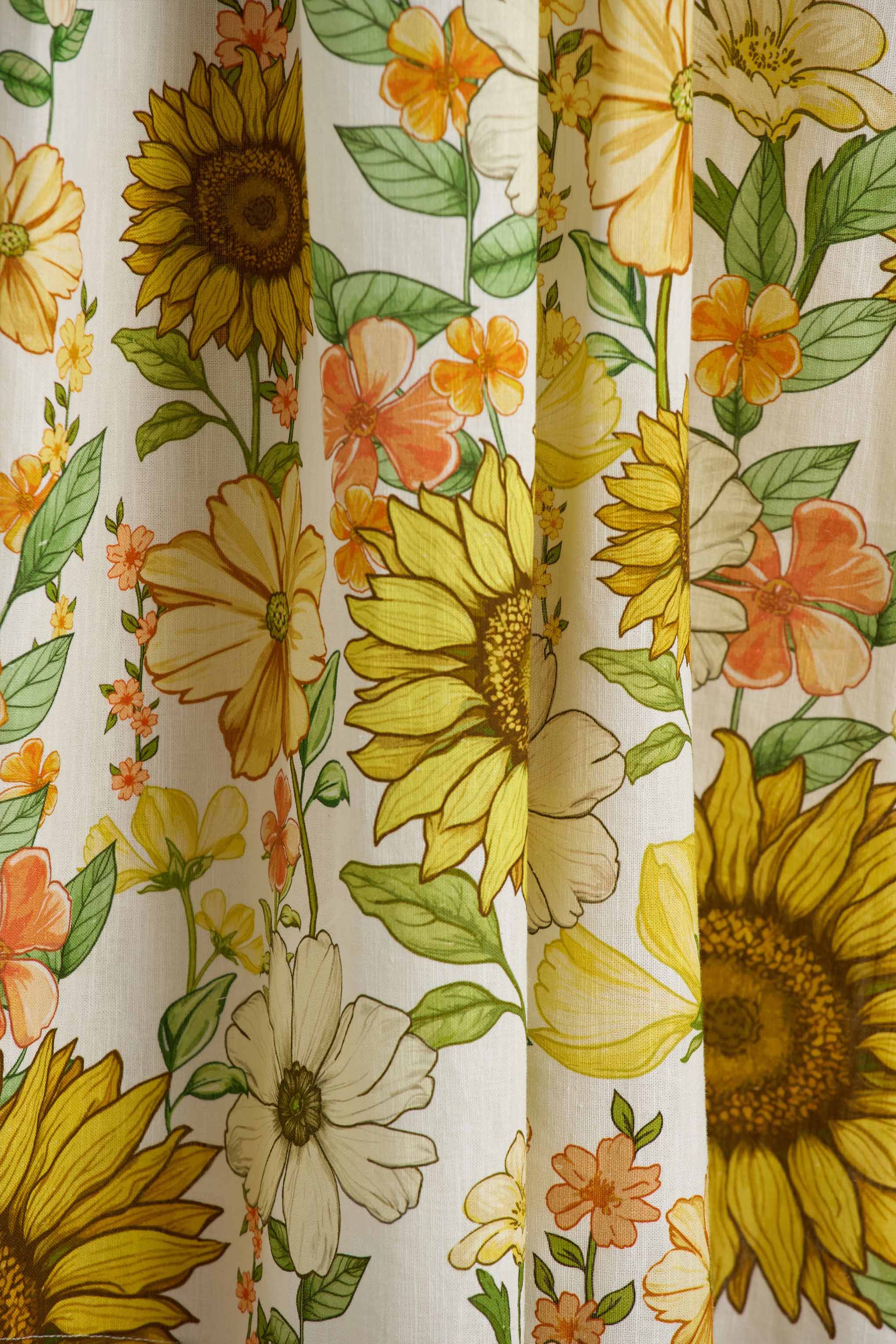 Ivory Sunflower Print Bandeau High Low Midi Dress