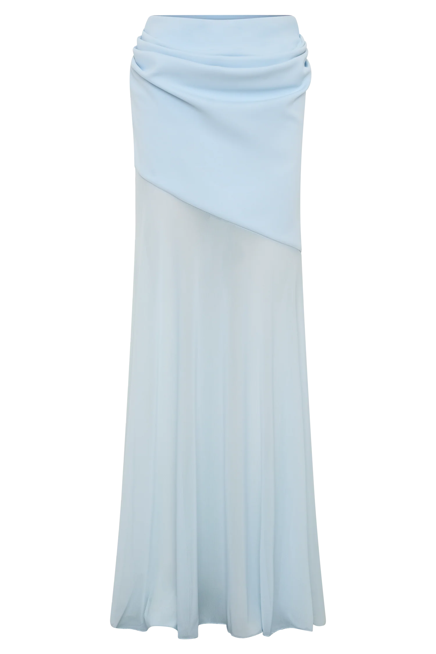 Portia Scuba And Mesh Maxi Skirt Pale Blue