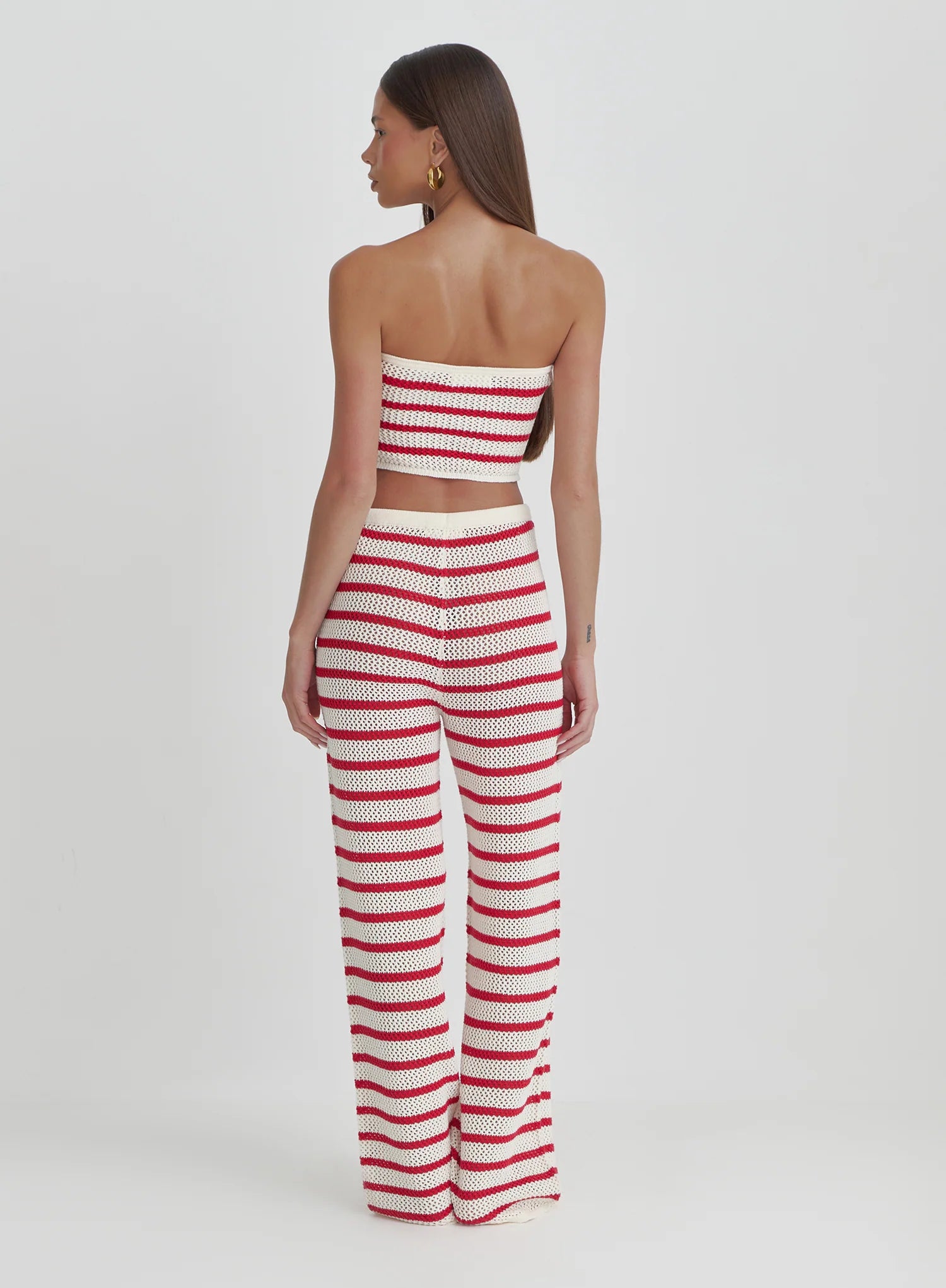 Red And White Stripe Knitted Top