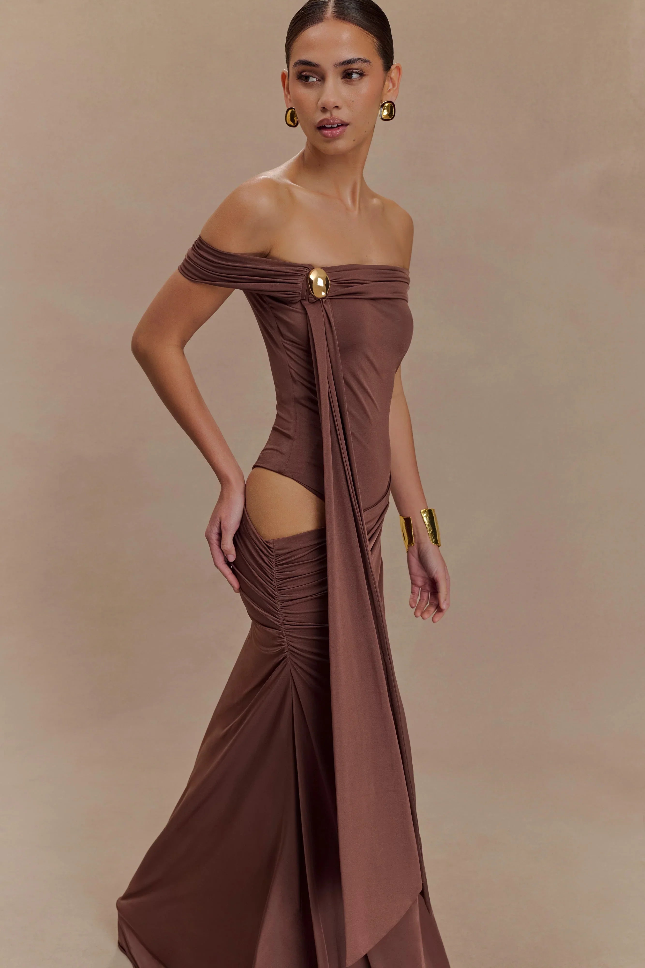 Oliver Slinky Maxi Dress Chocolate