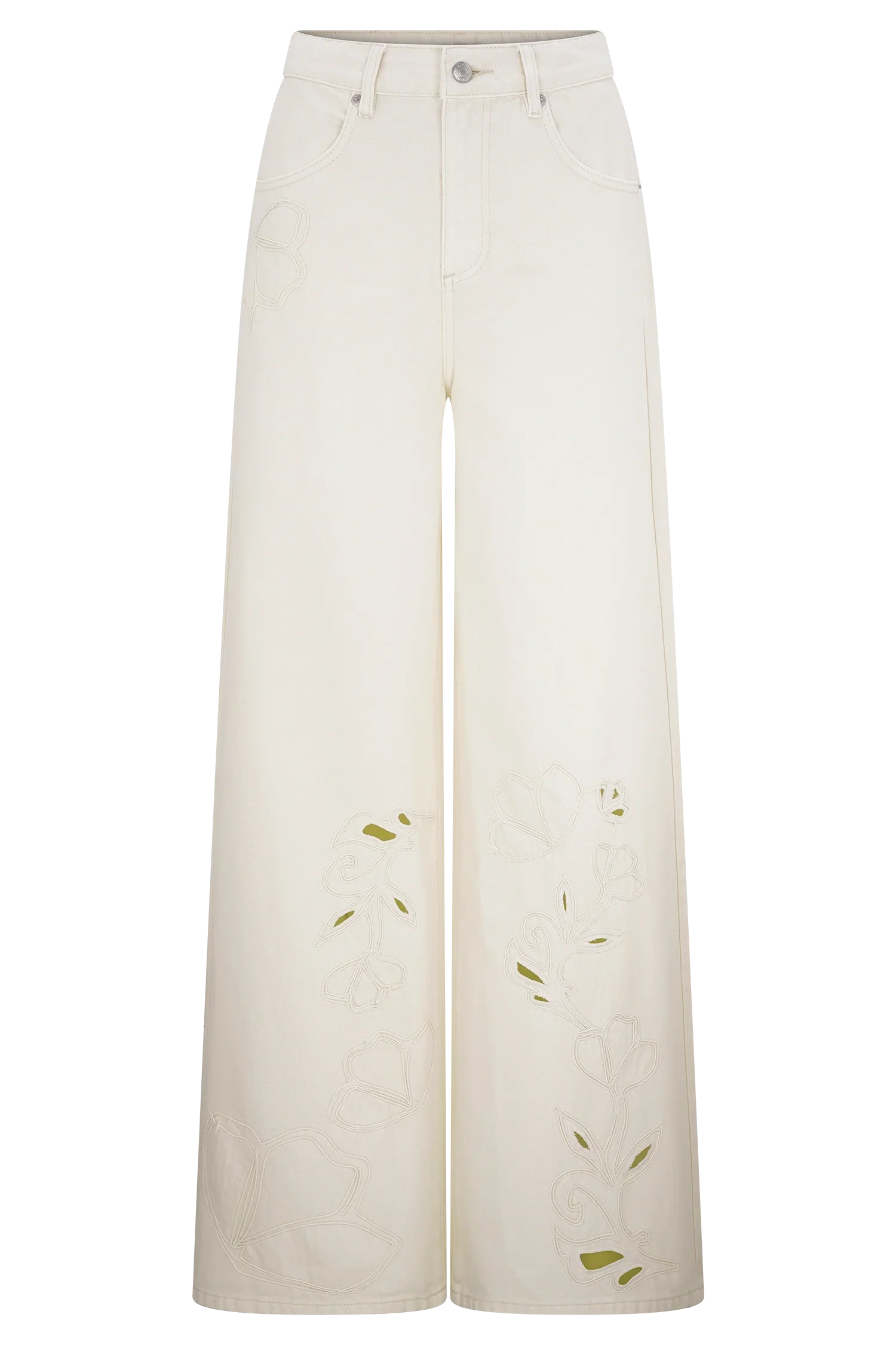 Carmella Embroided Jeans Ecru