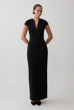 Briella V Neck Suiting Maxi Dress Black