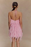 Marigold Ruffle Halter Mini Dress Powder Pink