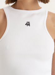 White 4th Branded Racer Vest Top