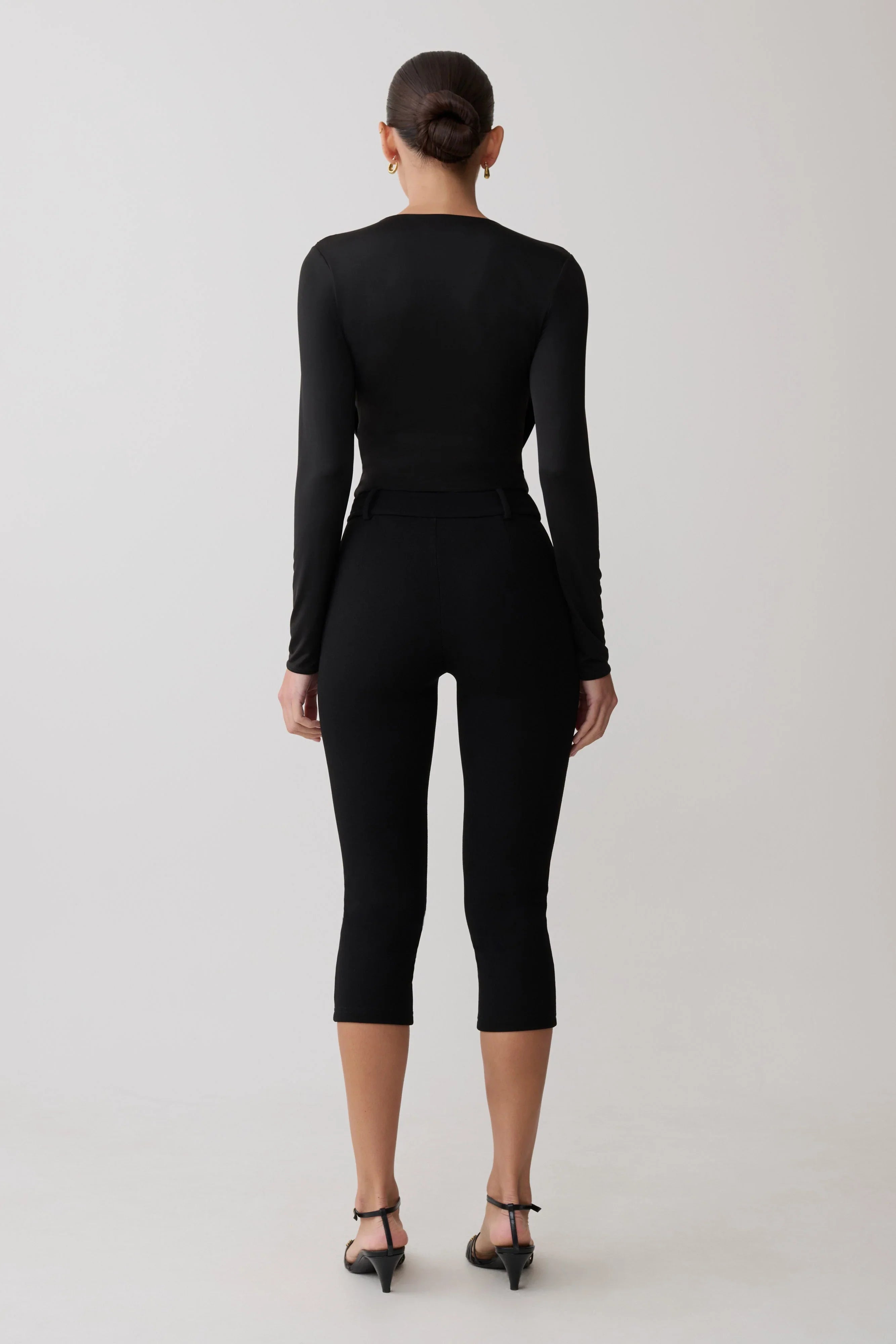 Ren Cowl Long Sleeve Slinky Bodysuit Black