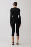 Ren Cowl Long Sleeve Slinky Bodysuit Black