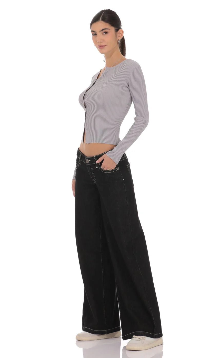 Low Rise Wide Leg Jeans in Black