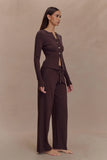 Reese Fitted Knit Cardigan Dark Chocolate