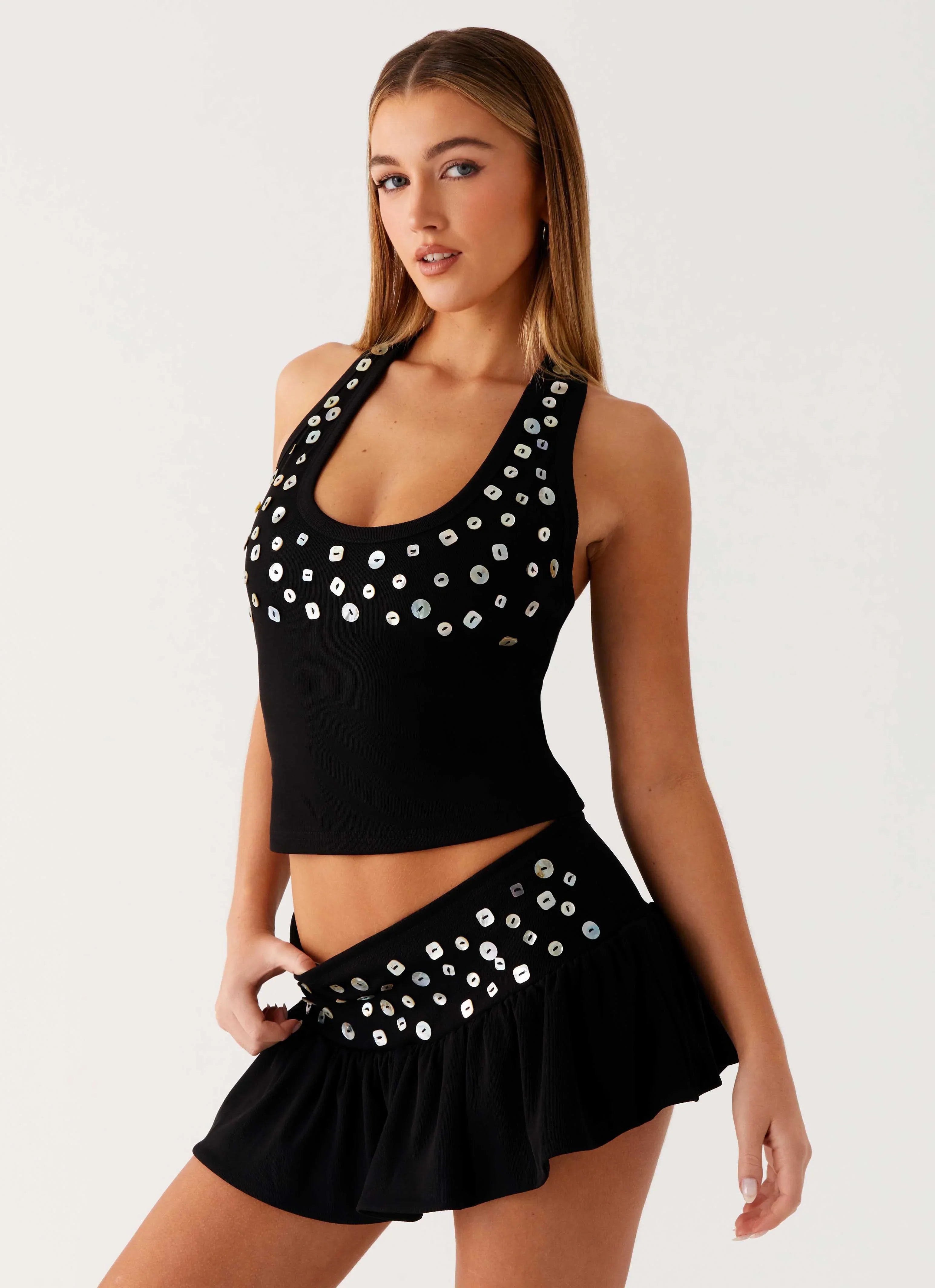 Vegas Nights Low Rise Skort Black