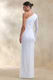 Norna White Lace Asymmetric Neck Maxi Dress With Cut Out And Bow Details