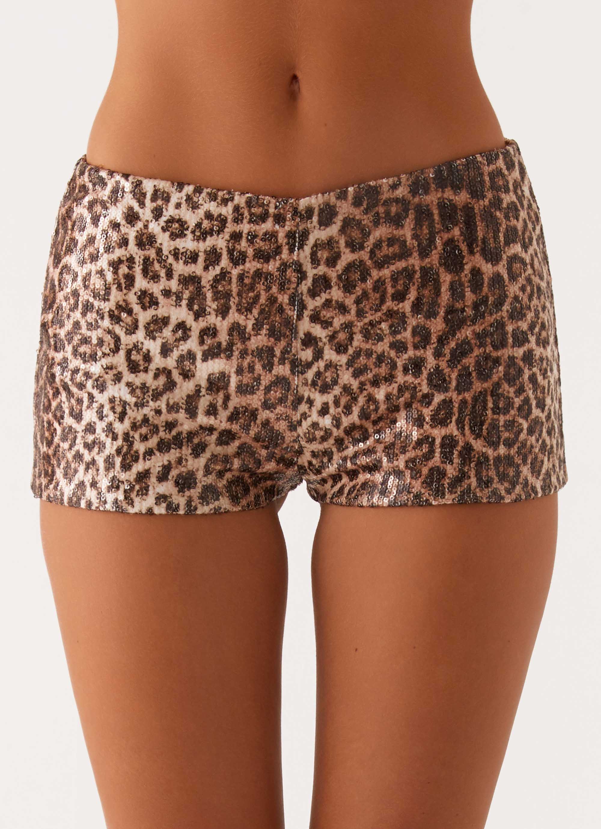 Feeling Fierce Sequin Shorts Leopard Sequin
