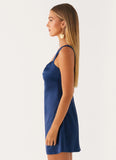 Odette Satin Mini Dress Navy