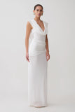 Giulia Chiffon Draped Maxi Dress White