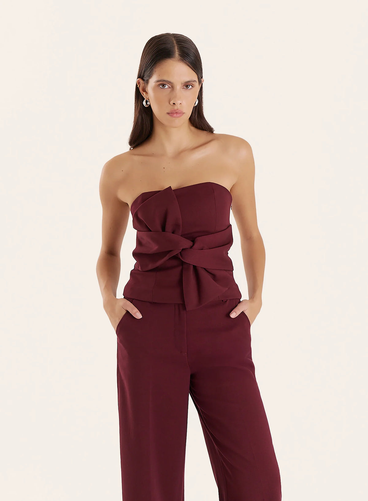 Red Knot Detail Tailored Bandeau Top