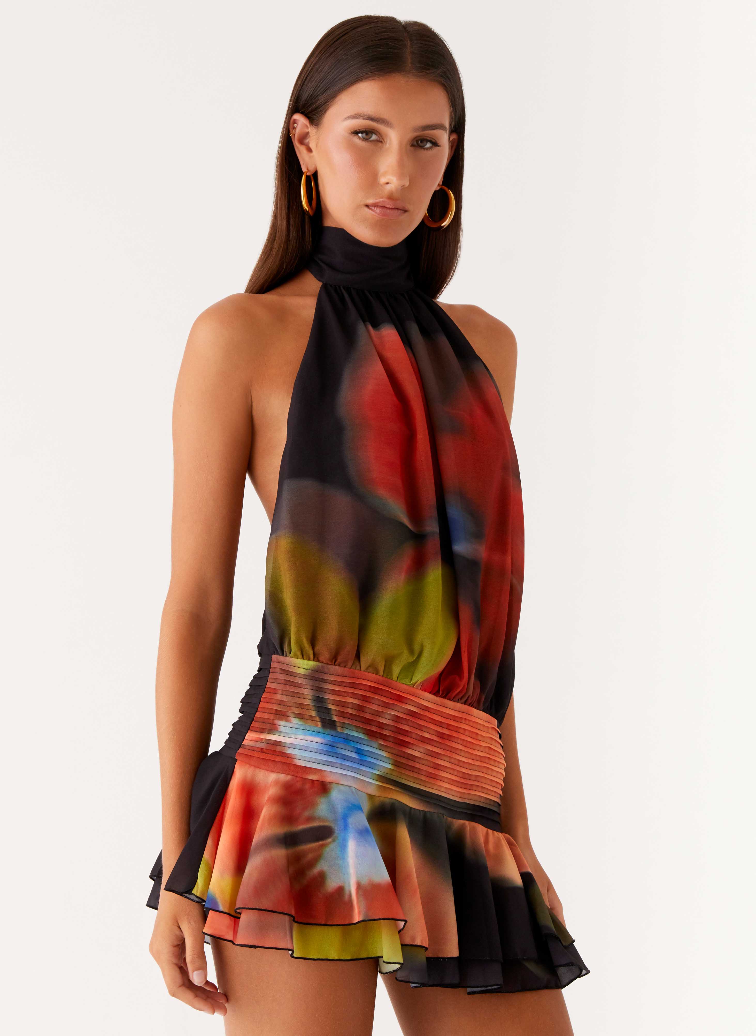 Willow Chiffon Mini Dress Moody Floral