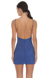 Rhinestone Open Back Bodycon Dress in Blue