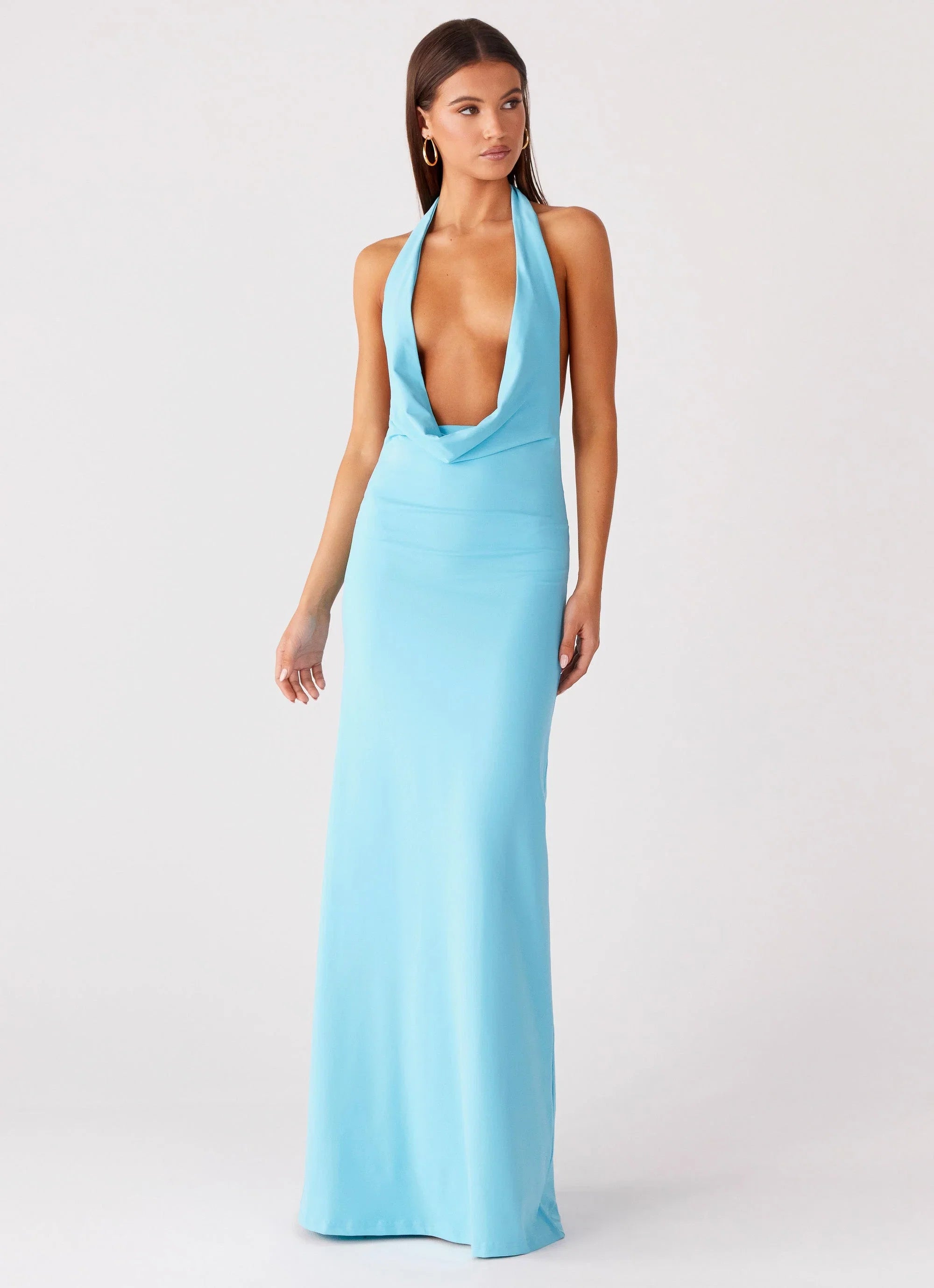 Driftwood Cowl Maxi Dress Turquoise