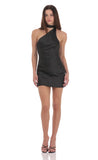 Leopard Jacquard Scarf Halter Dress in Black