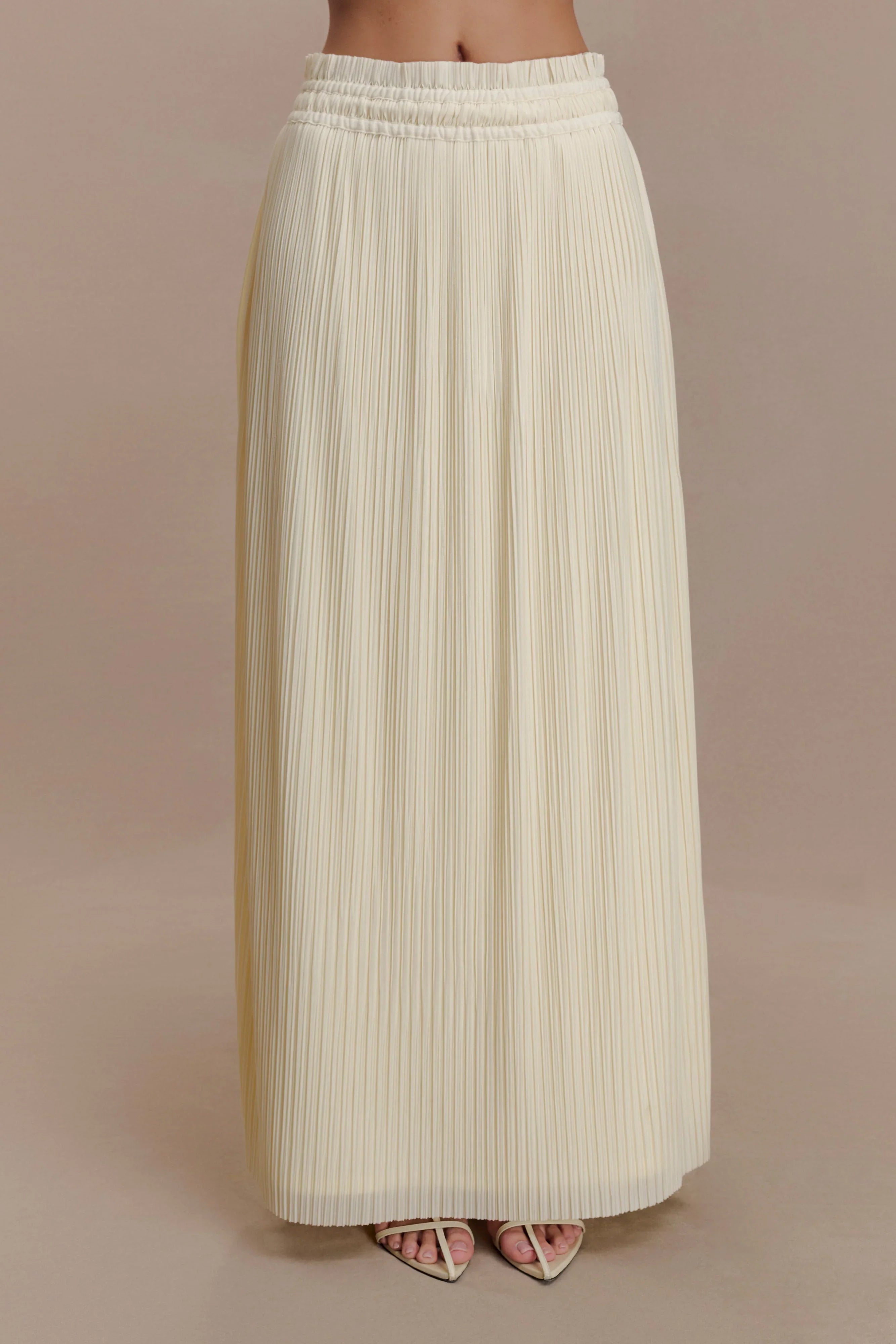 Amaris Gathered Plisse Maxi Skirt Lemon