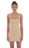 Square Neck Bodycon Dress in Almond